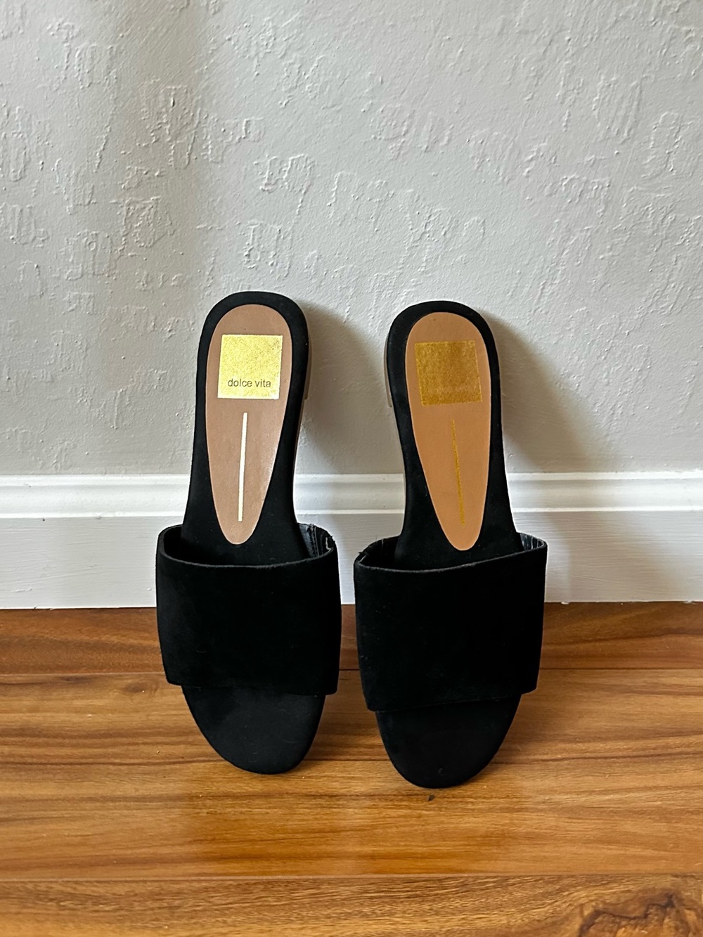 Dolce Vita Doll Slides in Black Suede